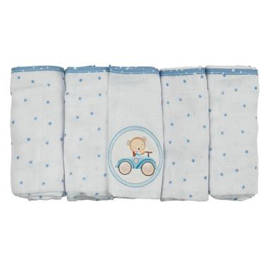 Imagem de Kit 5 Fraldas de Pano Luxo 68 cm x 70 cm Urso Bublim Sonhos
