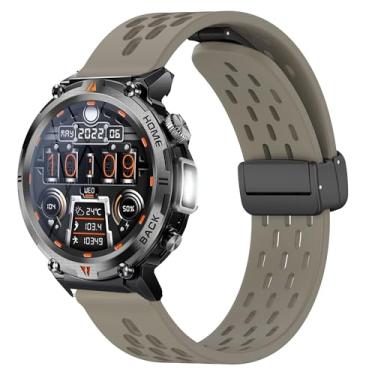 Imagem de Compatível com pulseiras de smartwatch EIGIIS KE3, pulseiras magnéticas de silicone de 22 mm para KE2, KE3, KE5, KE6, K22, K27, K52, K55, K56, K57, DM50, HM09, I32, S35, S66