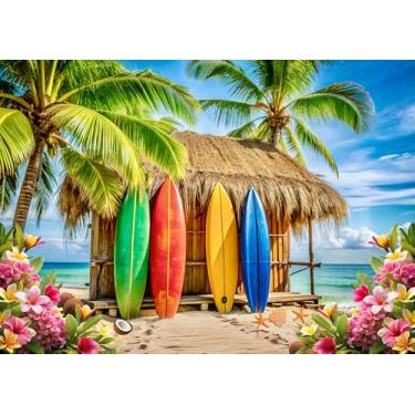 Imagem de LTLYH 2,1 x 1,5 m pano de fundo tropical surfe barraca tropical verão praia festa pano de fundo havaiano luau praia festa banner para aniversário, casamento, chá de bebê, decorações de férias de verão