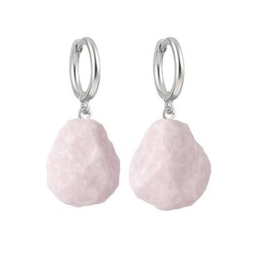Imagem de Brinco de Argola Calcita Mangano - Cristal Natural, Prata 925