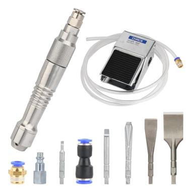 Imagem de Micro triturador de fluxo de ar para remover pedra de escória de soldagem de gesso e entalhe em madeira com interruptor de pé e 5 cinzéis WL-12595K