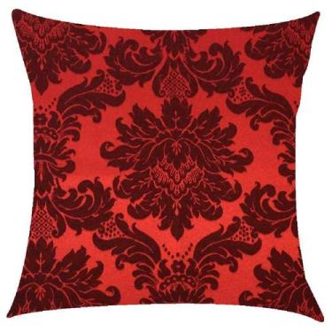 Imagem de Capa de Almofada Jacquard Vermelho com Preto 43x43cm - Sua Casa Decor