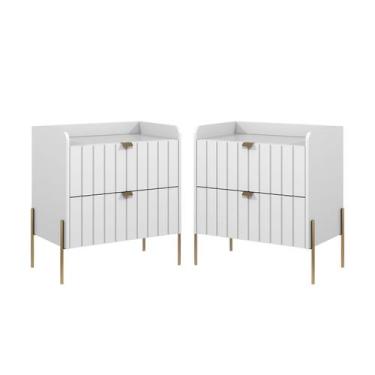 Imagem de Kit 2 Mesinha De Cabeceira Moderna Lateral Cama Quarto Casal Moriah 60