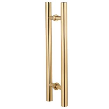 Imagem de Puxador Alça Porta Box Blindex H Pivotante Duplo 30cm Inox Gold Dourado Redondo