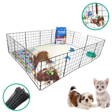 Imagem de Cercadinho Modular Móvel 14 Telas Pet 30x30cm Gaiola Cão Pequeno Coelh