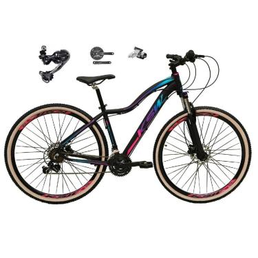 Imagem de Bike Feminina Aro 29 KSW Mwza 27v Shimano Deore e Altus Freio Hidráulico Garfo com Trava Bege-Feminino