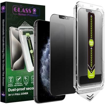 Imagem de SY SHANGYAN Pacote com 2 protetores de tela de privacidade fosco para iPhone X/XS/iPhone 11 Pro, vidro temperado 9H, cobertura total, anti-impressões digitais, eliminação automática de poeira, sem