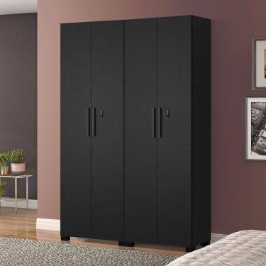 Imagem de Kit com 2 Armários Multiuso Escritório Nt4020 4 Portas e Prateleiras Preto