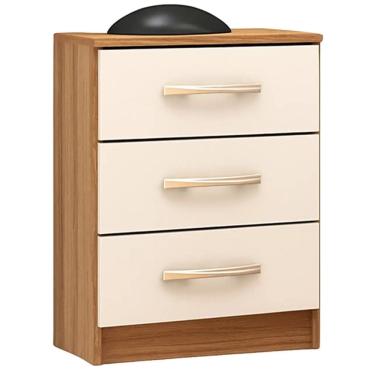 Imagem de Mesa de Cabeceira Leme com 3 Gavetas Primicias Cor Cinamomo Off White