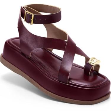 Imagem de Sandália Feminina Lumiss Flatform Confortável Enfeite Metalizado marsala35