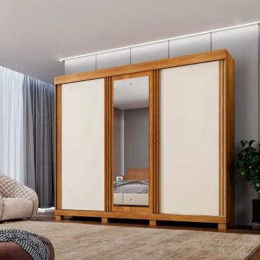 Imagem de Guarda Roupa Siena 3 Portas de Correr Benetil Móveis - Cinamomo/Off White