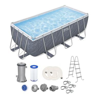 Imagem de Piscina Estrutural Retangular Deluxe 8124 Litros + Bomba Filtrante 110V + Escada Bestway