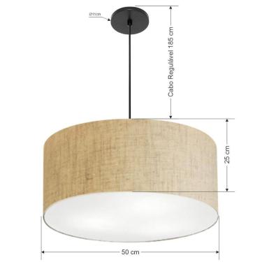 Imagem de Pendente Cilíndrico Vivare Free Lux Md-4386 Cúpula em Tecido