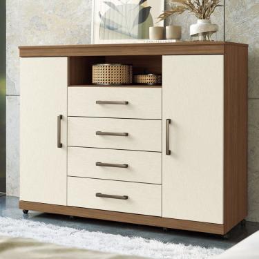 Imagem de Cômoda Havana Master 2 Portas 4 Gavetas Jatoba/Areia 309943 - Santos Andirá