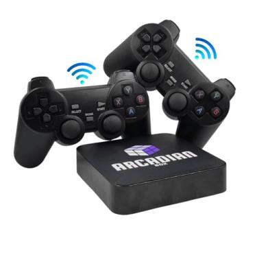 Imagem de Game Retro Arcadian Box vários Consoles 2 Controles Joystick 128GB Arcade PS1 N64 Emulador Multijogos (2 controles sem fio)