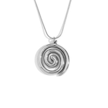 Imagem de Dtexhif Colar feminino com pingente de concha espiral boho, praia, espiral, concha, gargantilha grossa, moderno, verão, impermeável, joia para presente, Large, Aço inoxidável, Sem Pedra Preciosa