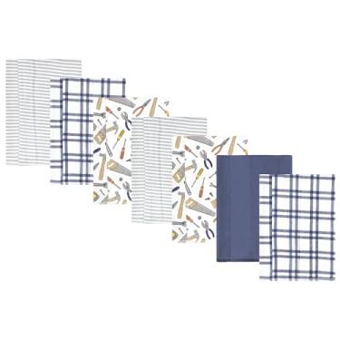 Imagem de Luvable Friends Hudson Baby Conjunto de 7 panos de flanela para arrotos, Little Builder, 14x20 inches