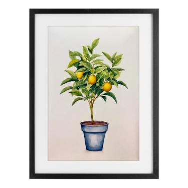 Imagem de Stupell Industries Impressão emoldurada preta de planta serenata cítrica design sob vidro por Andrea Haase, 20 x 14