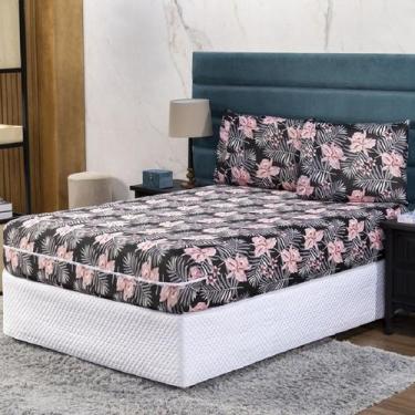 Imagem de Capa de Colchão Solteiro 25cm + Fronha Protetor com Zíper Malha Estamp