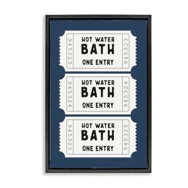 Imagem de Stupell Industries Design de arte de parede em tela flutuante com moldura preta da Navy Bath Ticket Stubs por Lettered and Lined, 78 x 53 cm