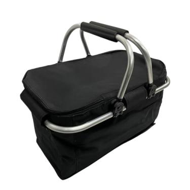 Imagem de Cesta Termica Bolsa Piquenique Dobrável Praia Lanche Camping 40x20x23cm Preto Preta 20 litros