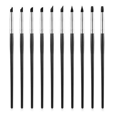 Imagem de LIQWEI 10 pincéis de tinta de silicone, ferramentas profissionais de escultura de silicone, pincel de cola, tinta flexível por números, ferramentas de argila para unhas para artesanato faça-você-mesmo