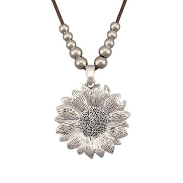 Imagem de joymiao Colares boêmios femininos longos de couro com pingente grande, joia hippie boho, colar com pingente, Couro sintético, Sem Pedra Preciosa