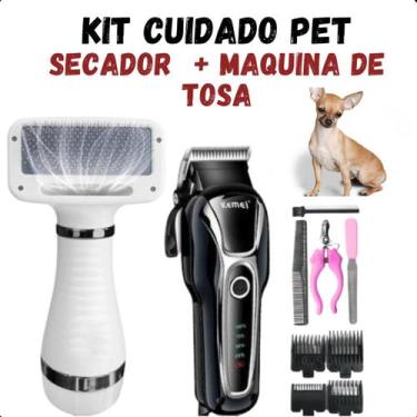 Imagem de KIT PET SHOP Máquininha Tosa KEMEI 1991 + Secador prático 110V - ASAF