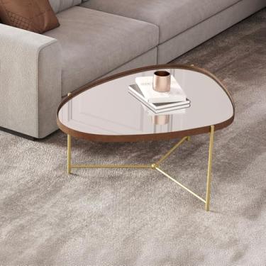 Imagem de Mesa de Centro Orgânica Alamanda Com Espelho Castanho/Dourado - JB Bechara