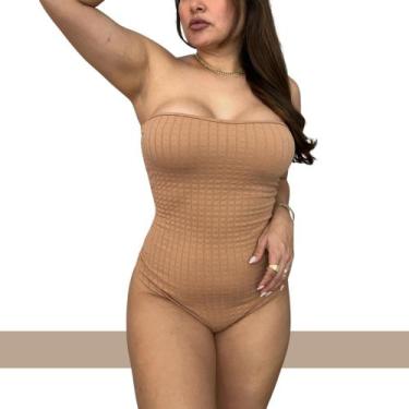 Imagem de Body Feminino sem alça Sem Alça Com Fecho Com Bojo Tecido Grosso 3D Bu