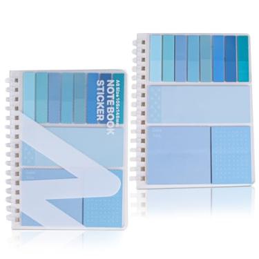 Imagem de Conjunto de 2 notas adesivas multifuncionais com abas da Bíblia 440 notas transparentes Post it caderno de 120 páginas para estudo da Bíblia material de escritório (azul)