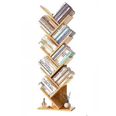 Imagem de Estante de livros de 8 andares, estante em pé no chão, prateleira de canto que economiza espaço, comporta CDs de livros, jogos, para quarto, sala de estar, armazenamento de livros brancos