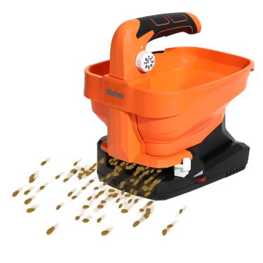 Imagem de nichro Espalhador de sementes, espalhador de sementes de grama portátil recarregável por USB, espalhador de fertilizante com 8 configurações de sementes e 6 níveis de velocidade, espalhador de grama