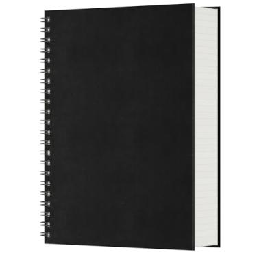 Imagem de EUSOAR Caderno espiral preto, 1 pacote A5 14.0 cmx21.1 cm capa dura pautado diário pautado universitário, 240 páginas (120 folhas) caderno profissional para anotações, escola, negócios, trabalho