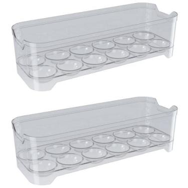Imagem de Kit 2 Porta Ovos Organizador Geladeira Transparente de Plástico 12 Cav