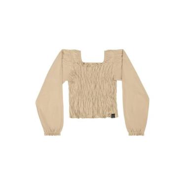 Imagem de Blusa em Meia Malha Infantil Menina Quimby, Bege, 6
