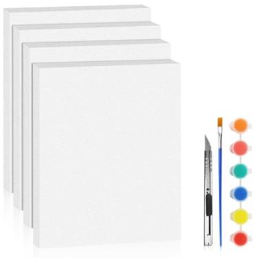 Imagem de LuckyFoam Pacote com 4 folhas brancas de espuma de 38 x 30 x 2,5 cm de espessura, retângulos de poliestireno, XPS para isolamento de materiais de arte de modelagem DIY