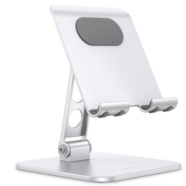 Imagem de OMOTON Suporte de tablet ajustável atualizado, suporte de monitor portátil dobrável resistente, itens essenciais de viagem para iPad Pro/Air/Mini, Surface Pro, monitor portátil de 4,7 a 15,6 polegadas