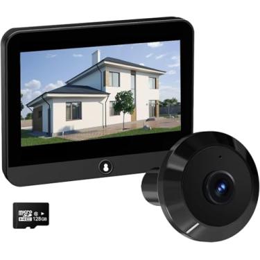 Imagem de Tuya Smart 1080p 2.4g Wifi Mini Câmera De Segurança Microondas Radar Detecção Humana Visualizador De Porta Digital Olhos Mágicos De Porta Digital, 128g Door Cam