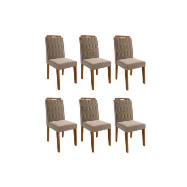 Imagem de Kit 6 Cadeiras Sala Jantar Paola Wood 6 Un Carvalho/Suede Joli Capuccino - Cimol