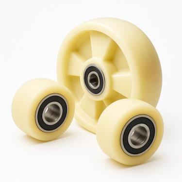 Imagem de Kit Duplo Rodas Paleteira 80x70 + 160x50 com Rolamento - 3 Unidades - 