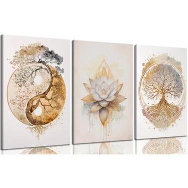 Imagem de Arte de parede em tela Tree of Life Lotus Zen Painting 30x40cm - libit