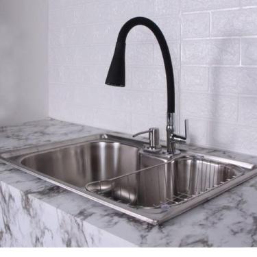 Imagem de Kit Cuba Gourmet para Cozinha Aço Inox 304 Torneira Acessórios - Vitor