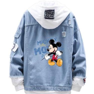 Imagem de Jaqueta jeans estilo casual Mickey Mouse Pattern para homens - WANGTIN
