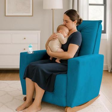 Imagem de Poltrona de Amamentação Balanço Agatha Puff - B Home Decor, Turquesa