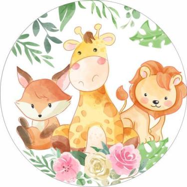 Imagem de Painel de Tecido Sublimado Redondo Animais Aquarela Trio C/ Elástico -