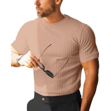 Imagem de Camiseta Beotyshow de malha canelada de manga curta, gola redonda, mas