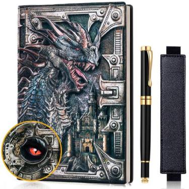 Imagem de Caderno FEIDIAO Vintage Dragon em couro em relevo A5