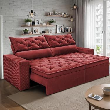 Imagem de Sofá Retrátil E Reclinável 2,00m Essence. Velusoft Cama Inbox Vermelho