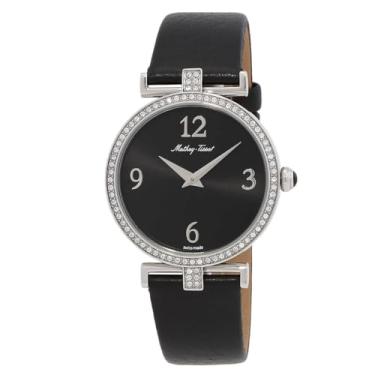 Imagem de Mathey Tissot Relógio feminino Gaia com mostrador preto - D587QAN, Preto, correia